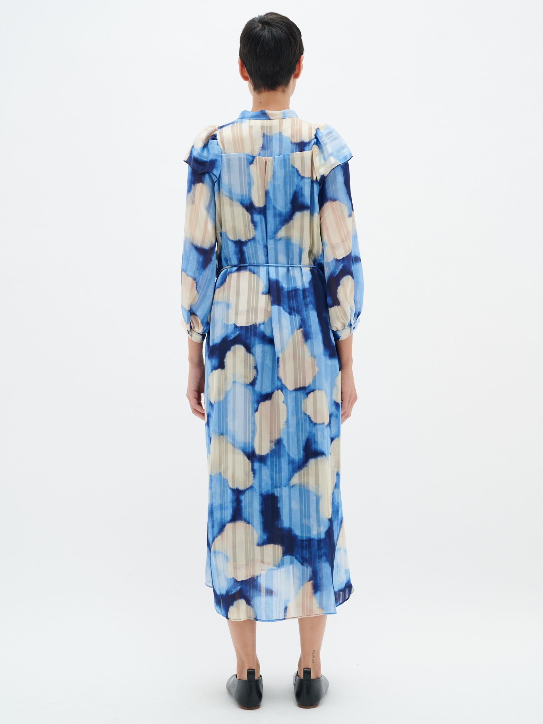 InWear Secia 3/4 Sleeve Midi Dress, Blue Thunder Sky, 10