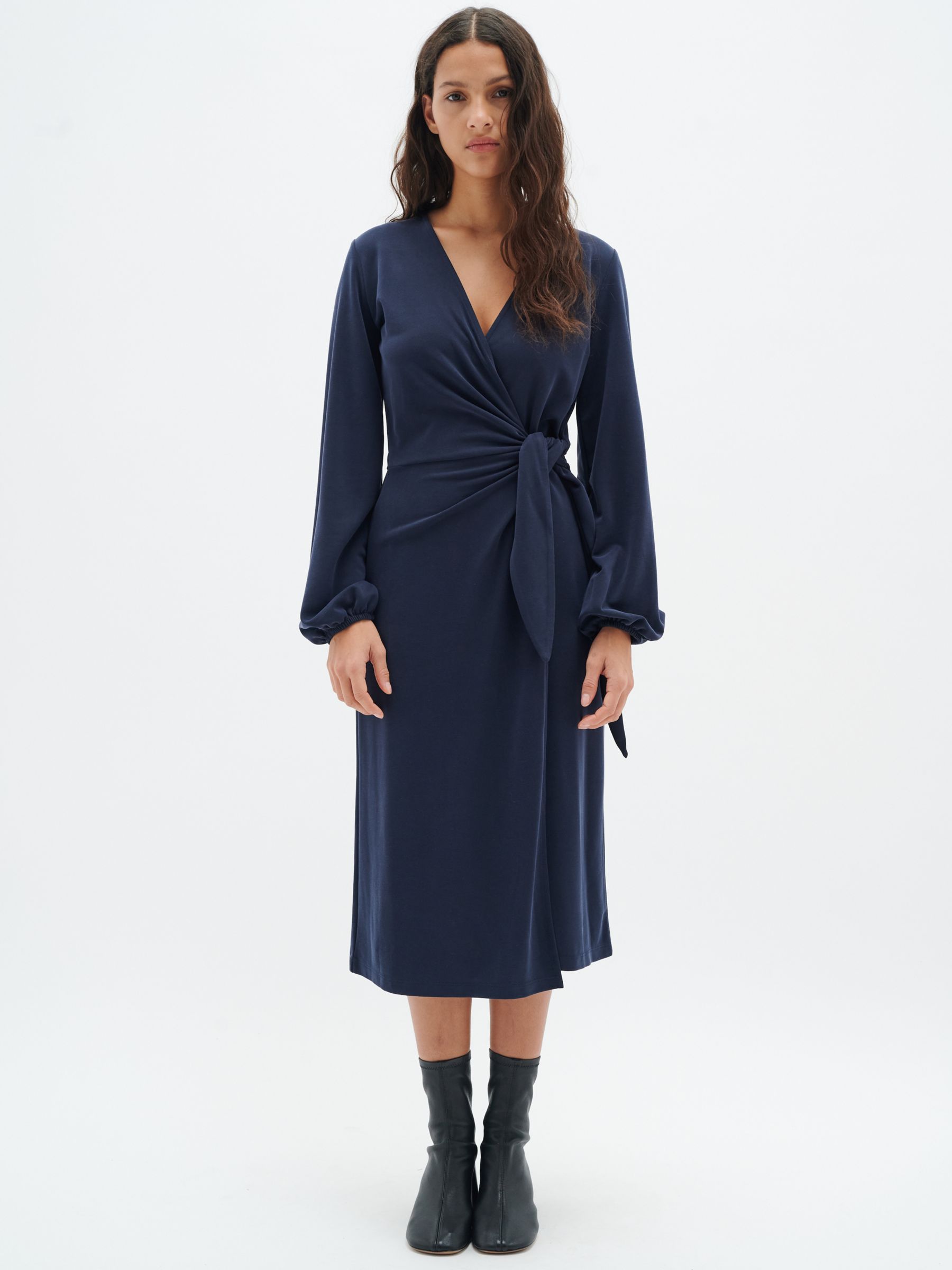 InWear Catja Wrap Midi Dress, Marine Blue at John Lewis & Partners