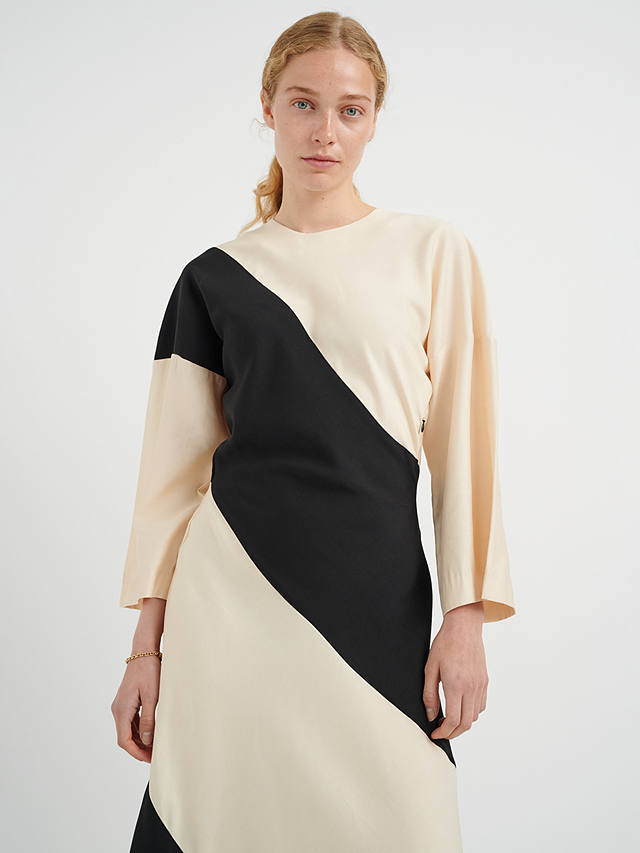 InWear Sharla Diagonal Stripe Maxi Dress, Black/Eggshell