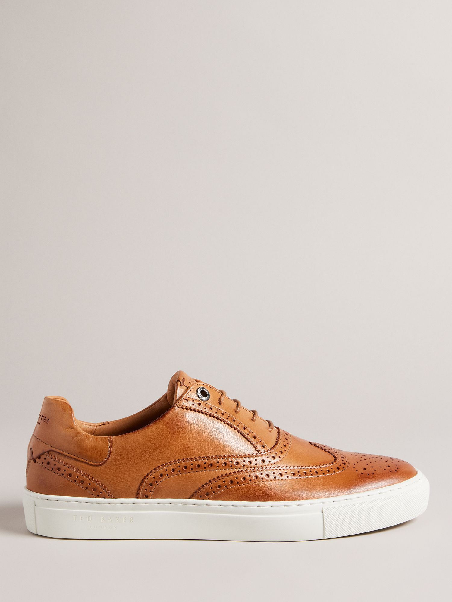 Ted Baker Dentton Leather Brogue Detail Trainers, Tan at John Lewis ...