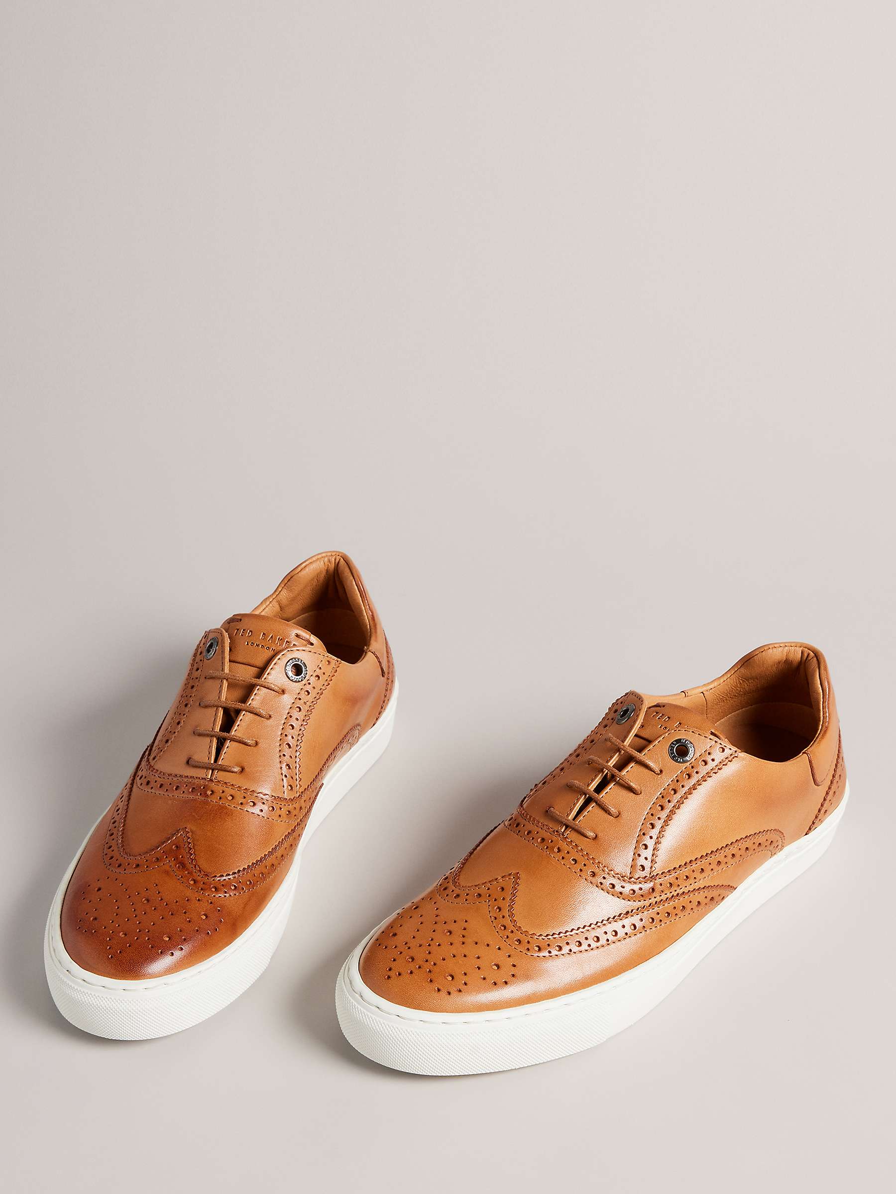 Buy Ted Baker Dentton Leather Brogue Detail Trainers, Tan Online at johnlewis.com