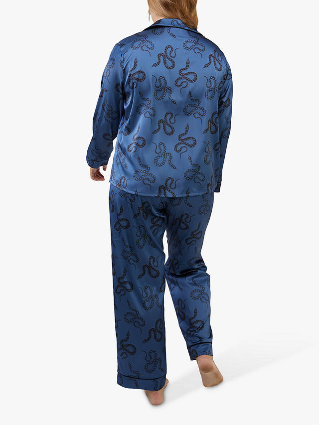Wolf & Whistle Snake Print Satin Pyjama Set, Blue