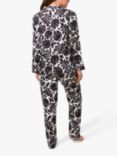 Wolf & Whistle Abstract Leaf Satin Pyjama Set, Black/White