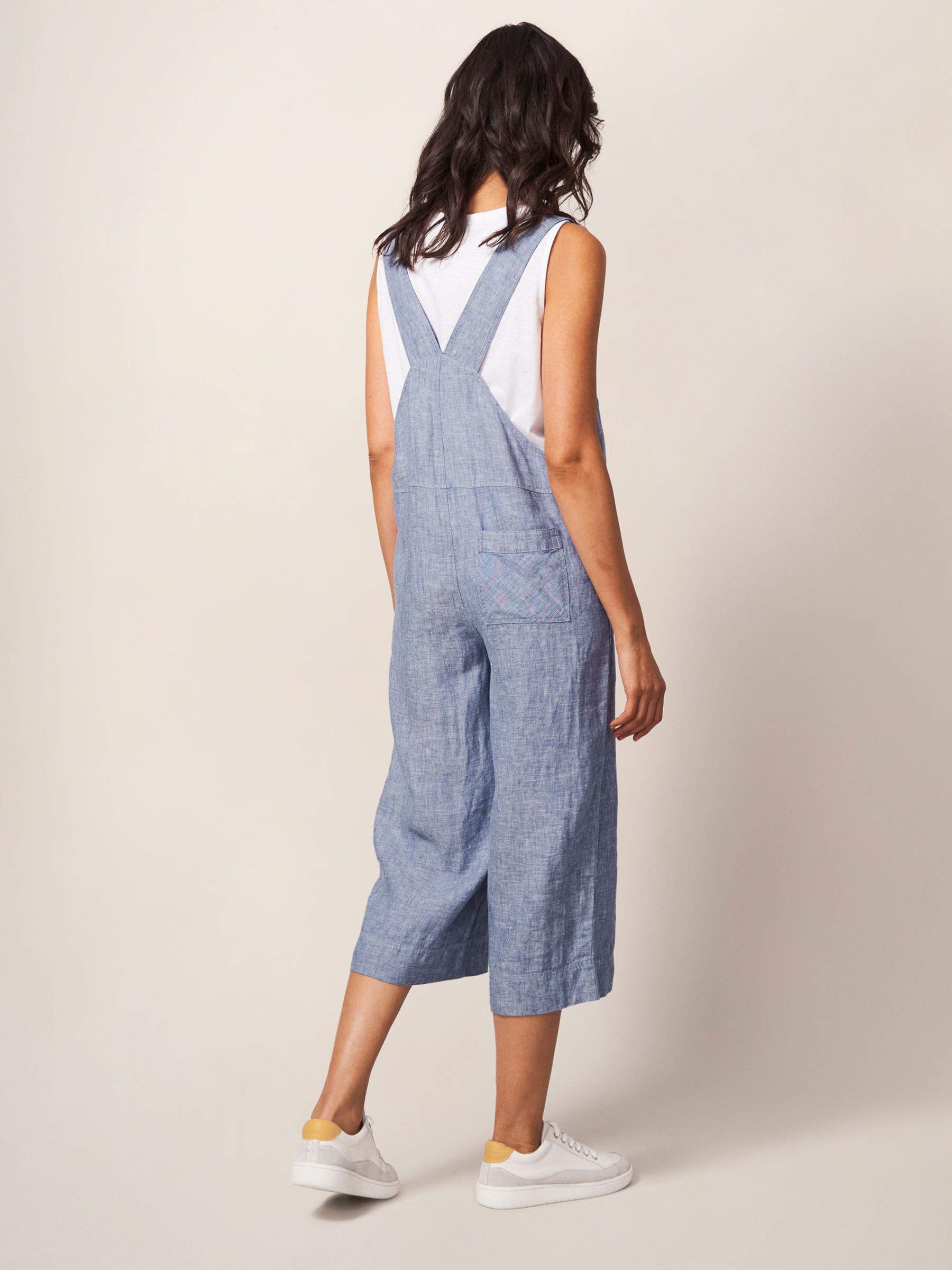 Denim Embroidered Cropped Dungarees, White Stuff