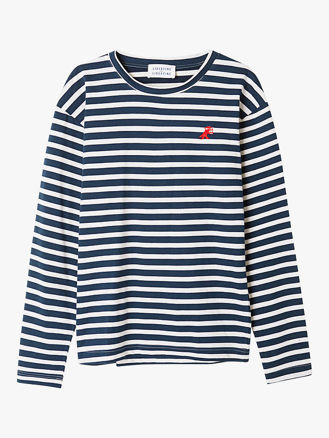 Libertine-Libertine Organic Cotton Voleur Sweatshirt, Dark Navy/White Stripe