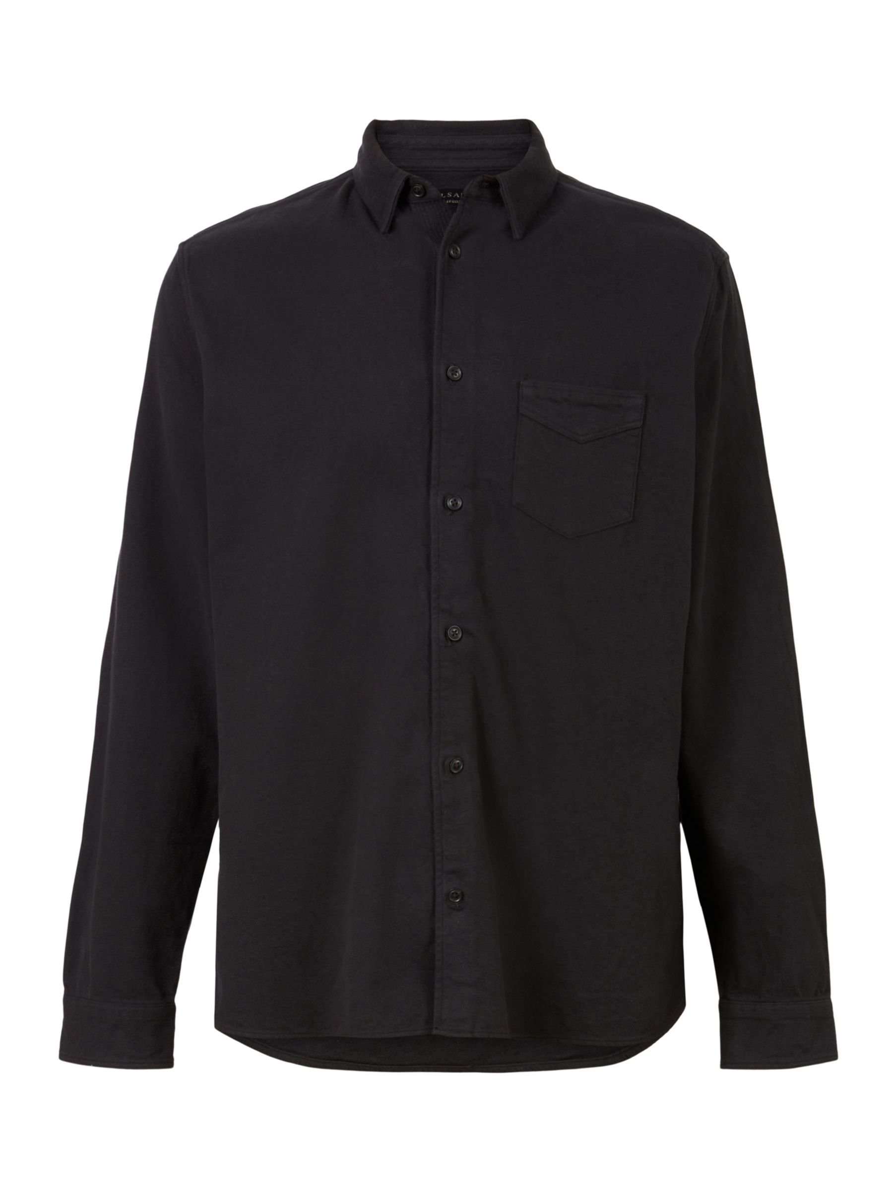 AllSaints Arden Brushed Flannel Shirt, Jet Black at John Lewis & Partners