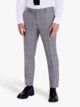Moss Slim Fit Windowpane Check Suit Trousers, Grey