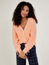 Boden Pointelle Cropped Cardigan, Rose Pink, XS