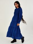 Monsoon Sally Spot Print Tiered Maxi Dress, Cobalt