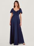 Monsoon Savannah Satin Maxi Dress, Navy