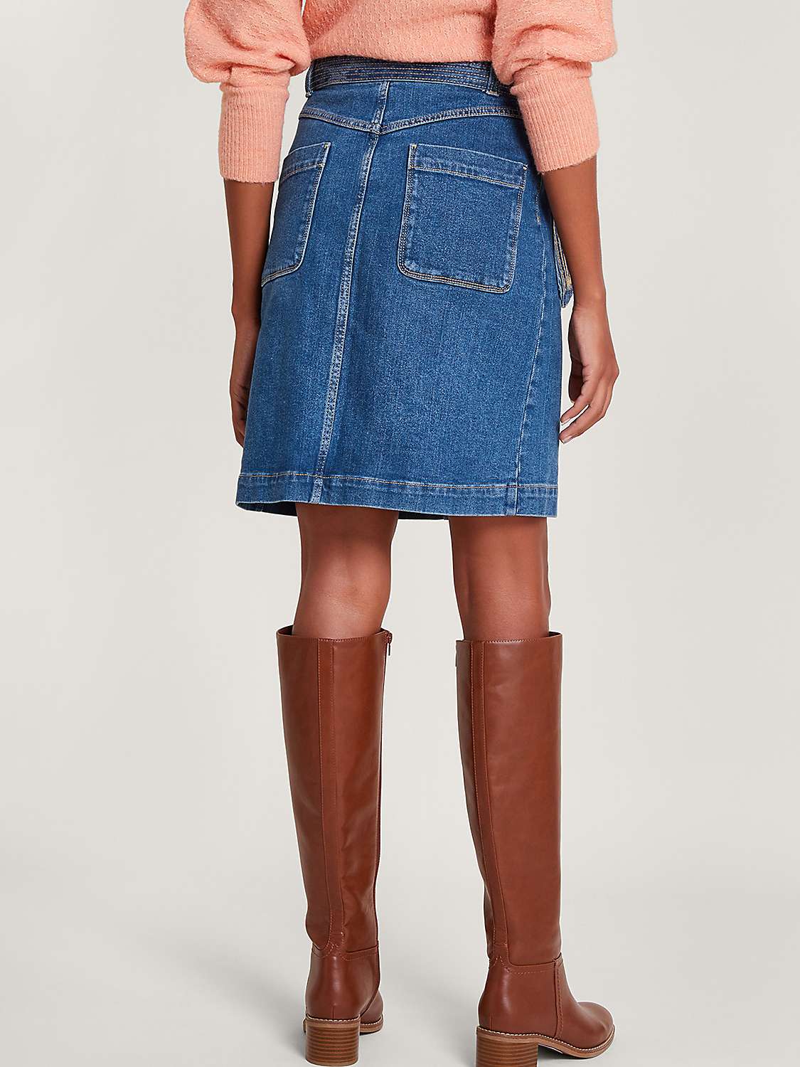 Buy Monsoon Button Mini Denim Skirt, Indigo Online at johnlewis.com