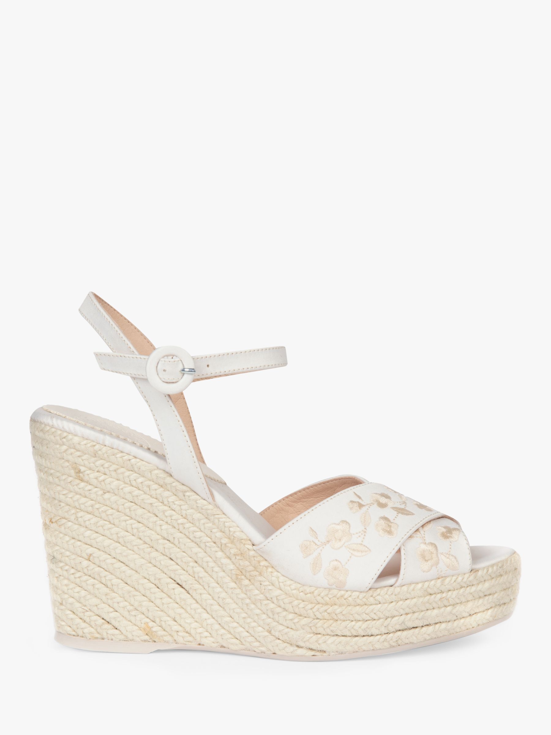 Penelope Chilvers Santorini Embroidered Wedge Sandals, Ivory at John ...