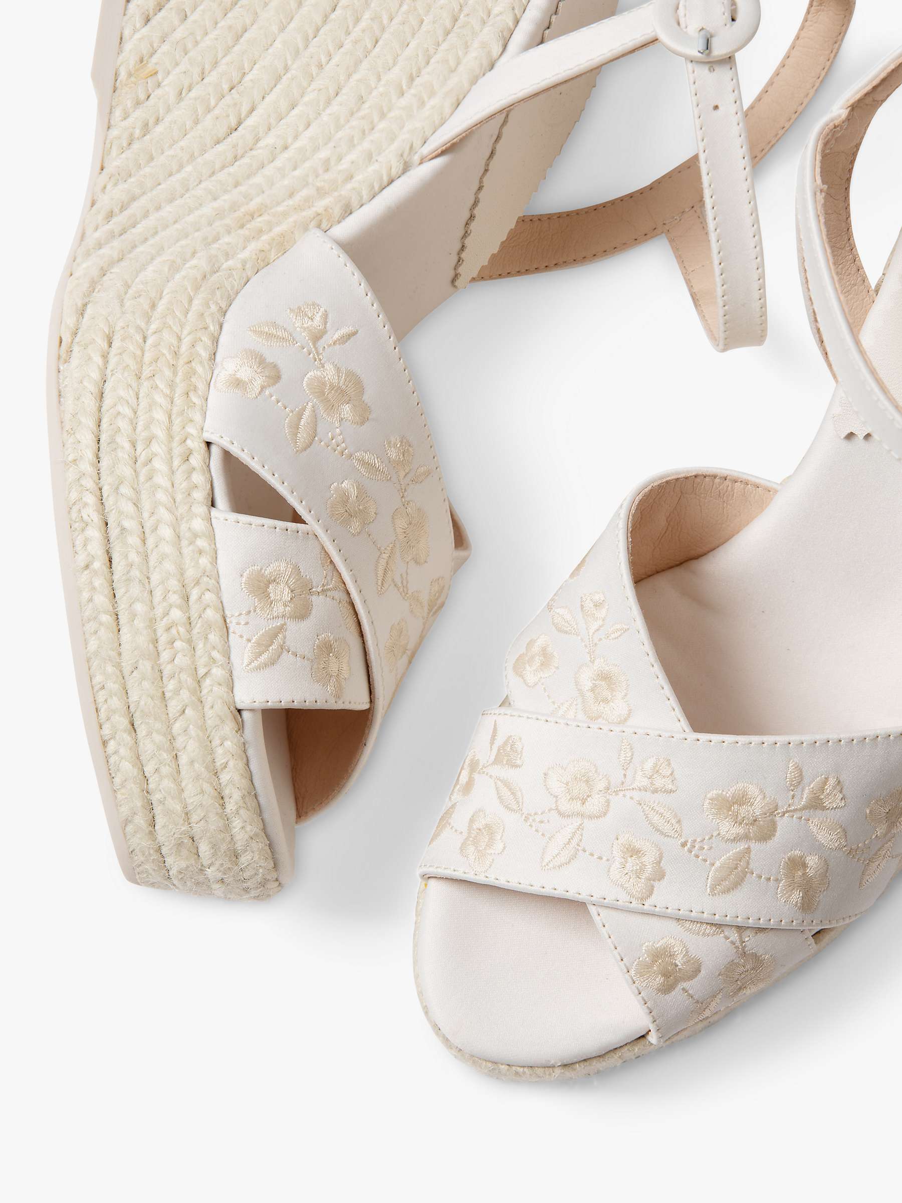 Buy Penelope Chilvers Santorini Embroidered Wedge Sandals, Ivory Online at johnlewis.com