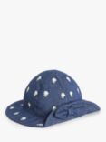 John Lewis Baby Daisy Embroidred Denim Sun Hat, Blue