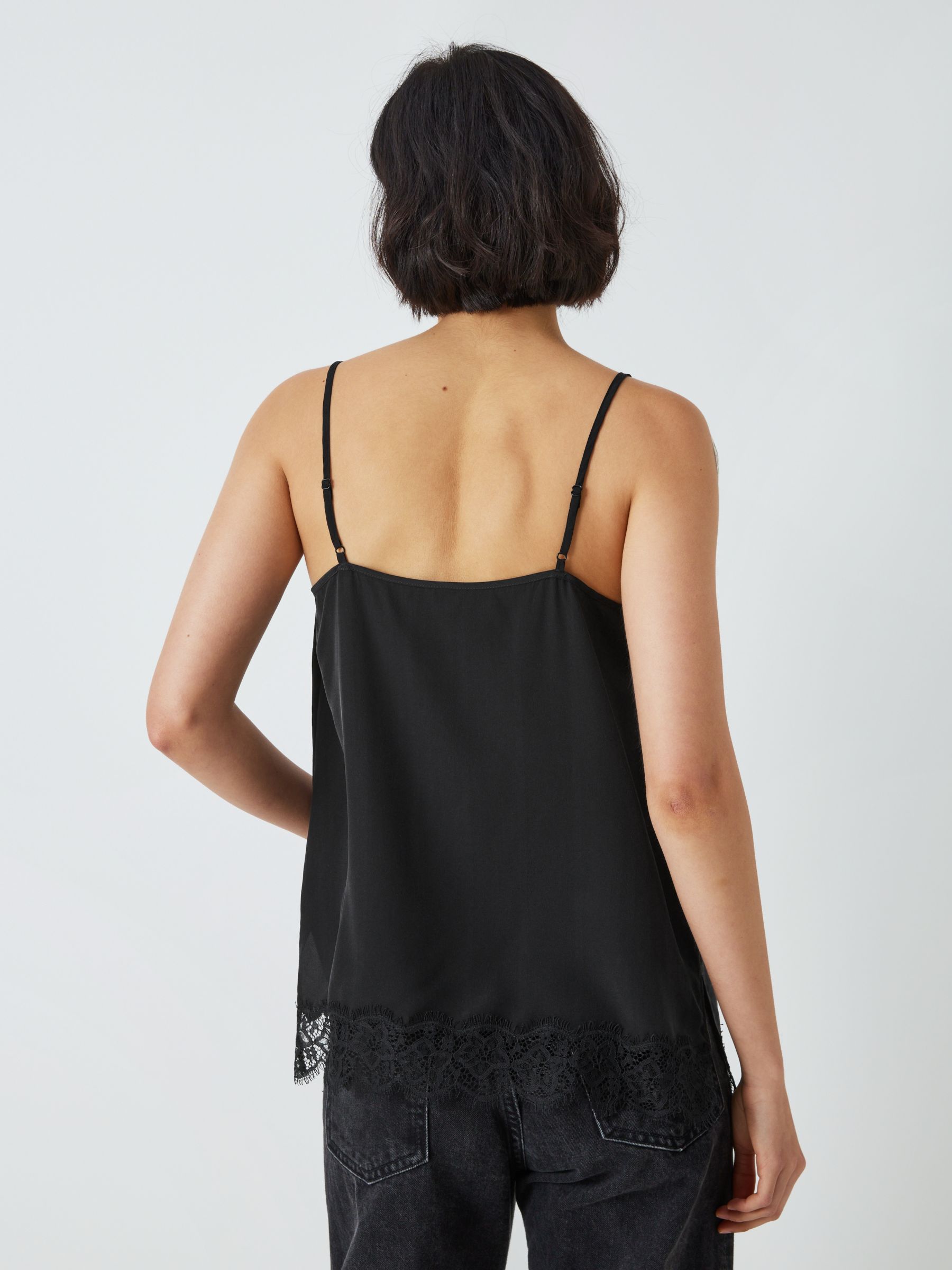 Truly Lace Trim Silk Camisole, Black at John Lewis & Partners