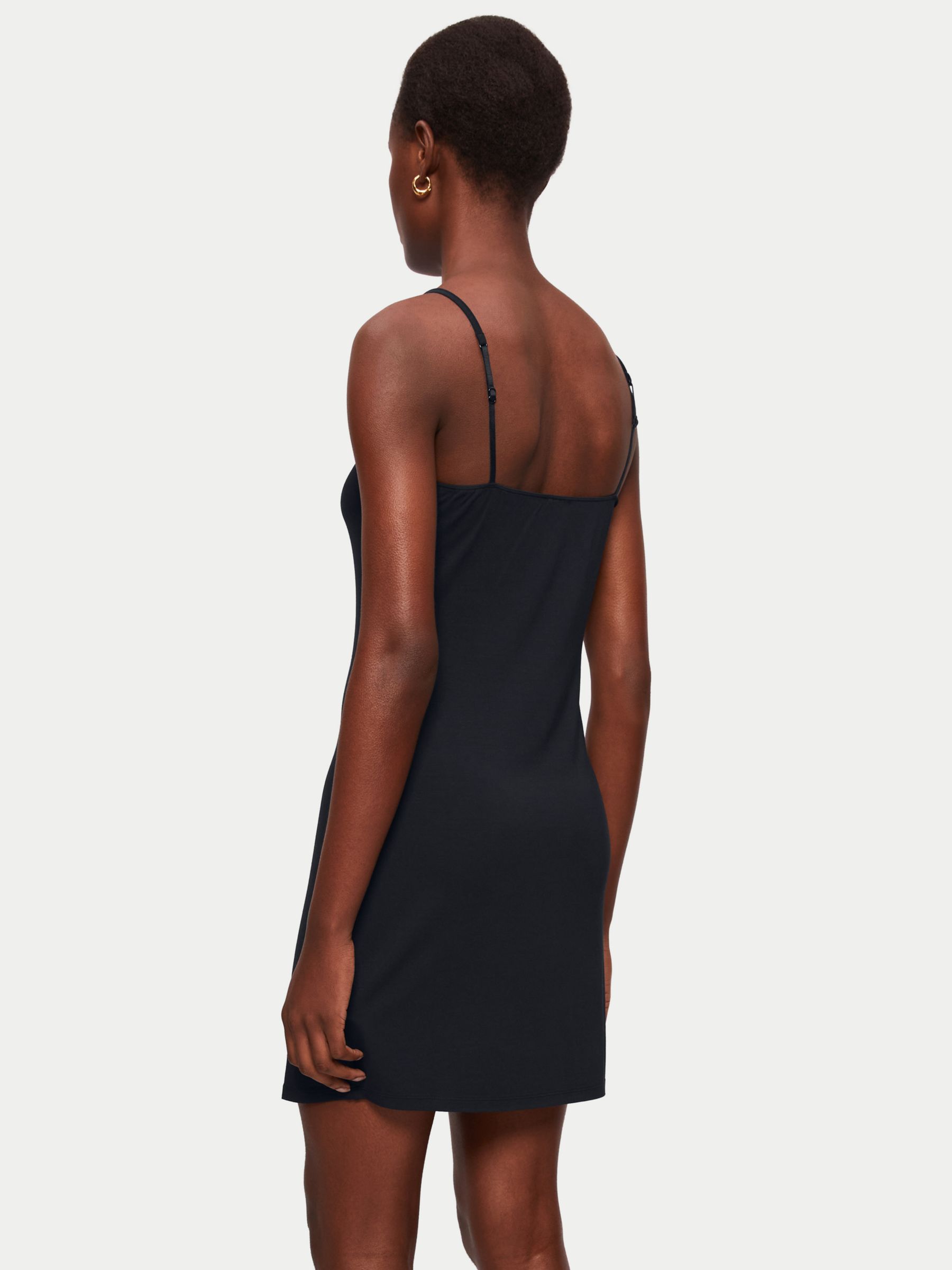 Jigsaw Modal Slip Mini Dress, Black, XS