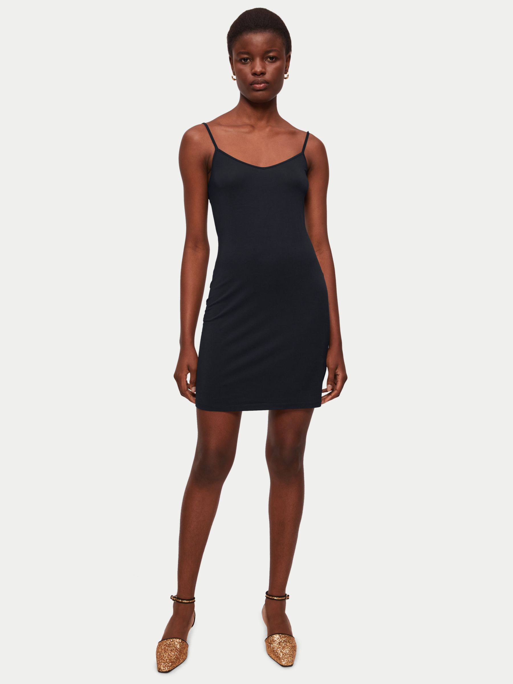Jigsaw Modal Slip Mini Dress, Black, XS
