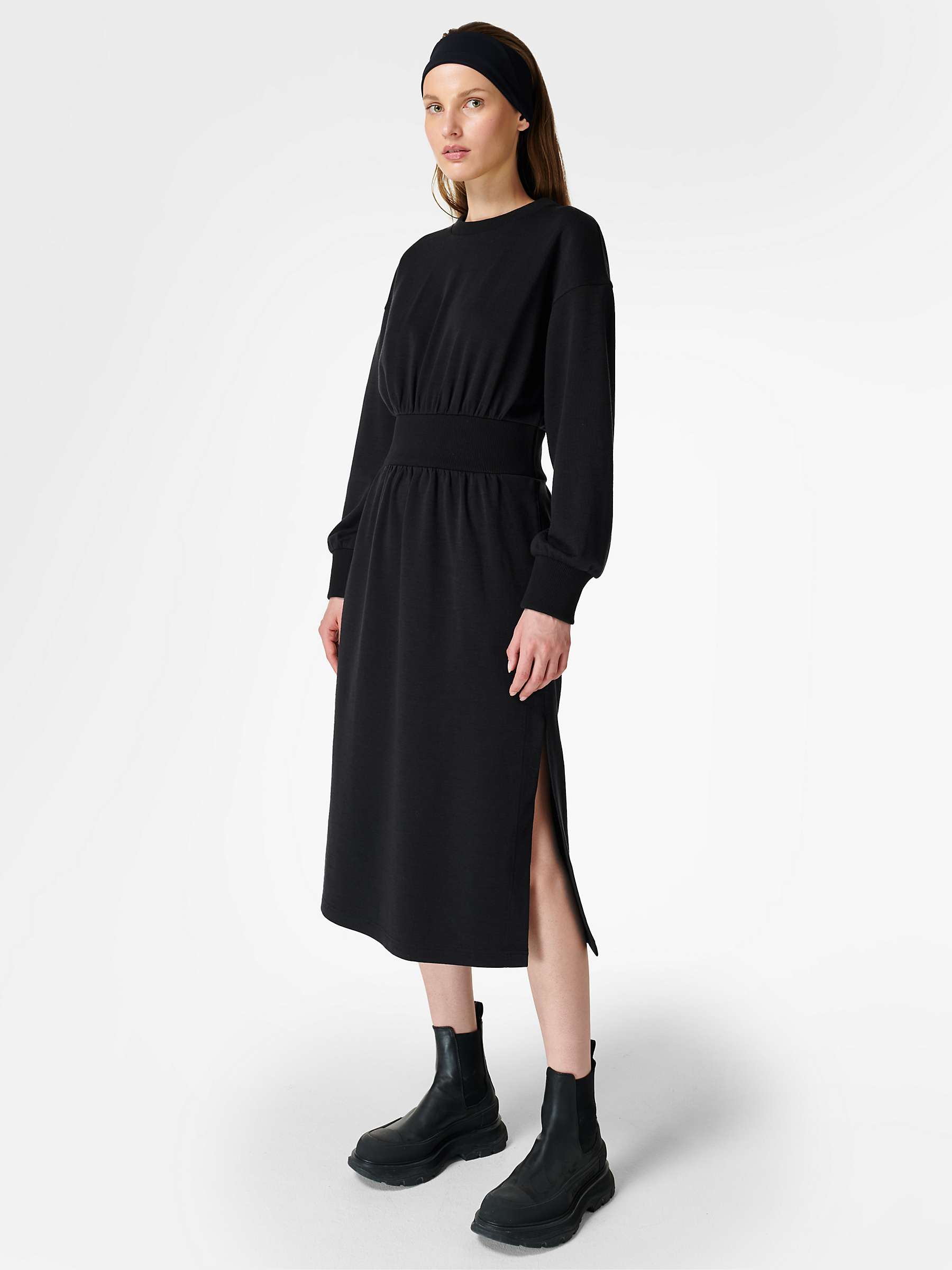 Sweaty Betty Verse Wool Blend Midi Dress, Black at John Lewis & Partners