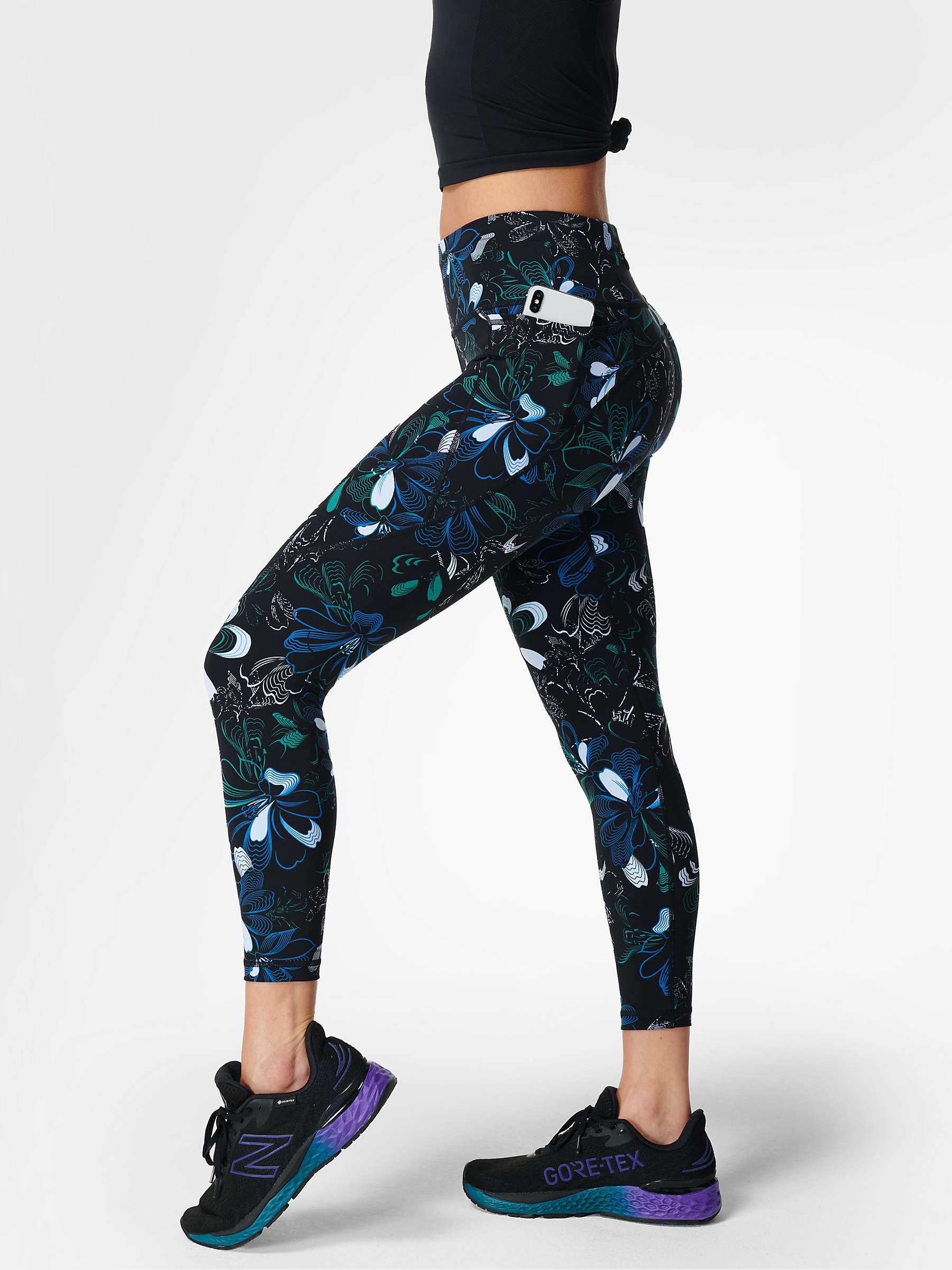 Sweaty Betty Power 7/8 Gym Leggings, Blue Arched Floral at John Lewis ...