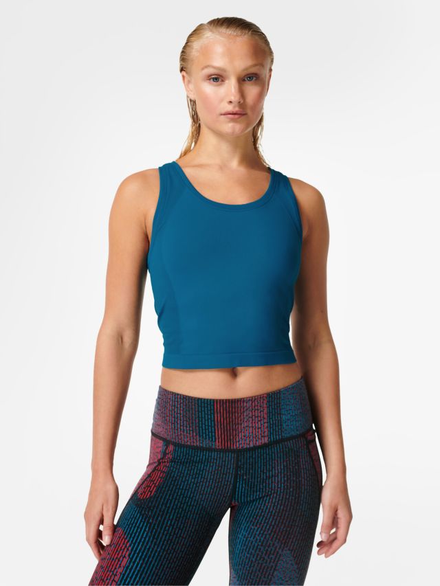 Sweaty Betty Athlete Seamless Workout Tank Top, Cascade Blue, XS