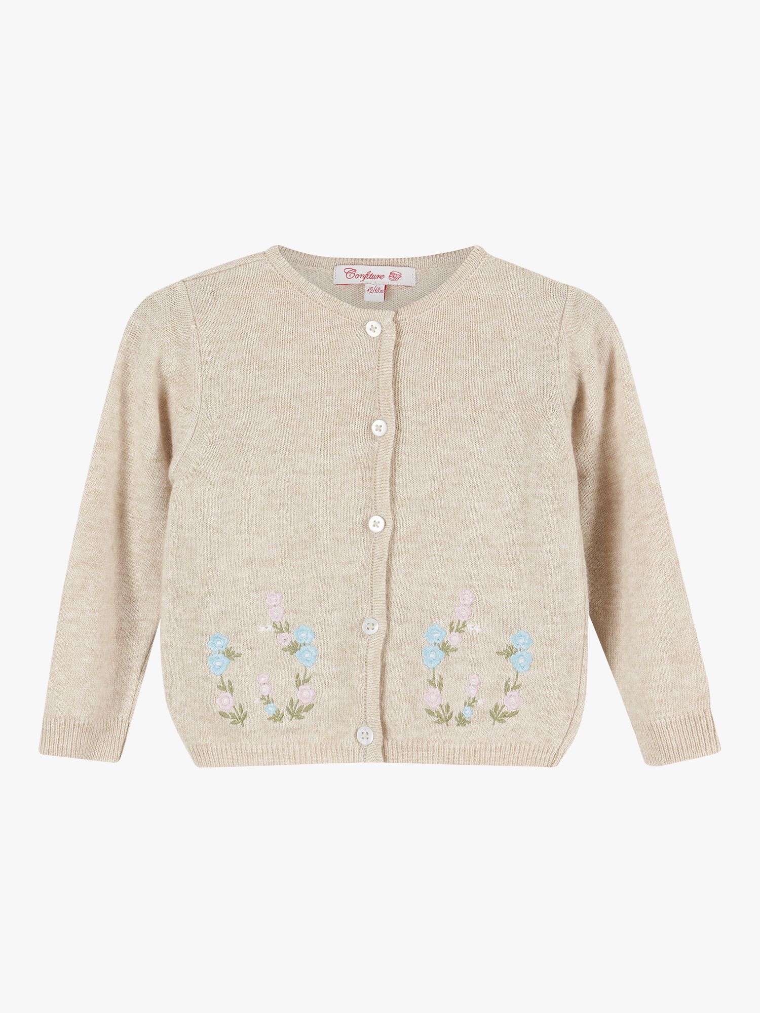 Trotters Baby Emily Embroidered Cashmere Blend Cardigan, Oatmeal at ...
