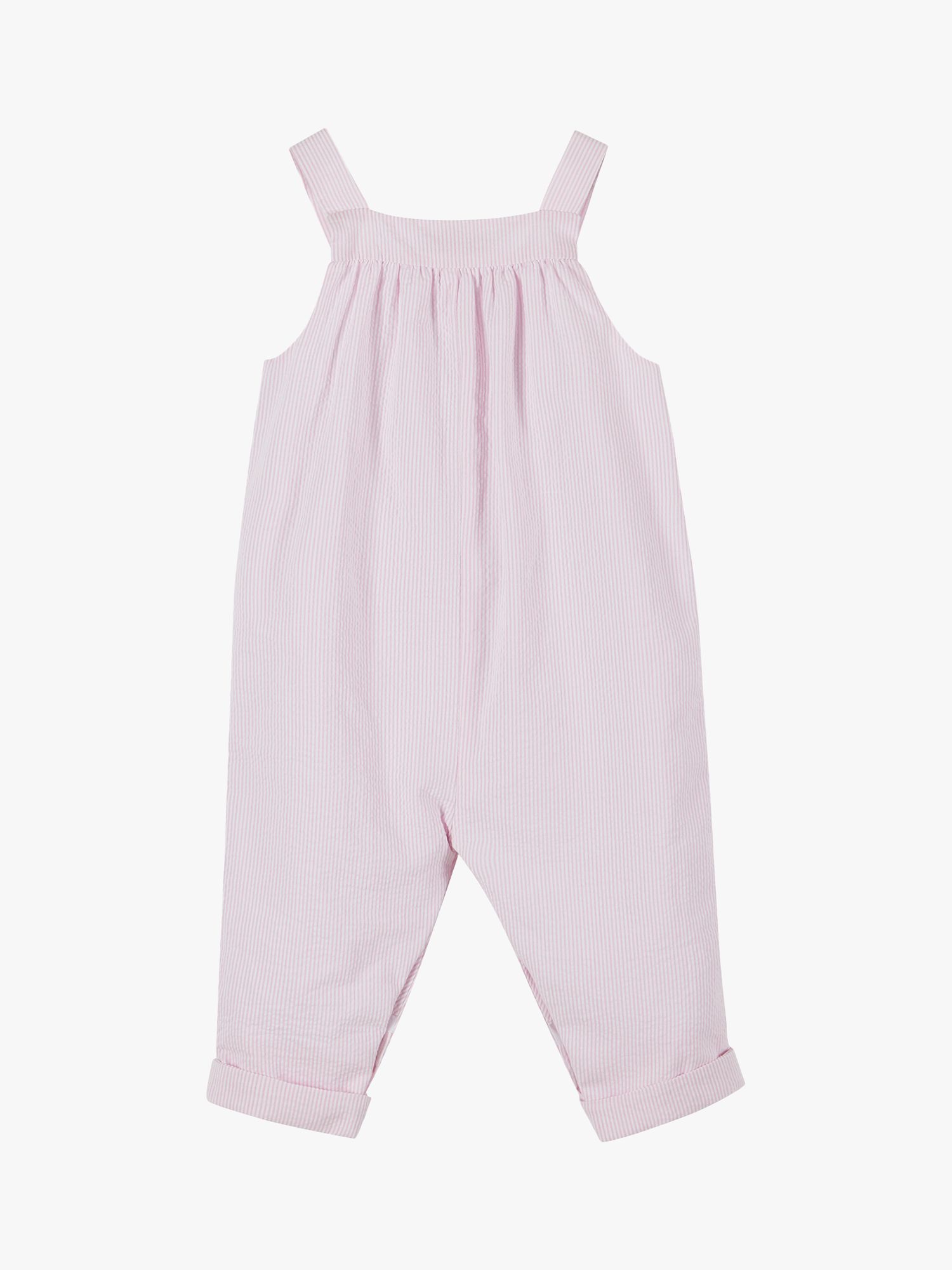 Trotters Baby Jemima Striped Dungarees, Pink, 3-6 months