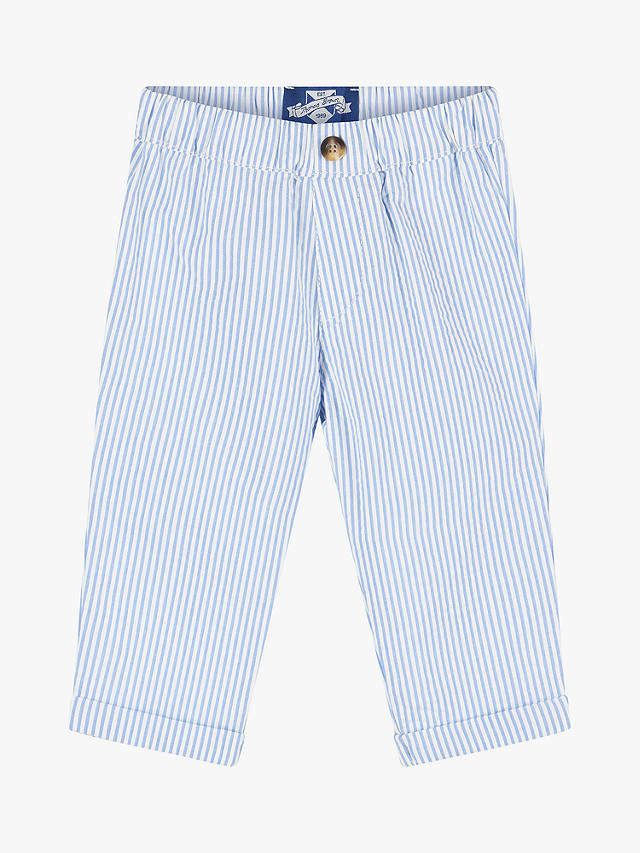 Trotters Baby Orly Cotton Trousers, Pale Blue Stripe