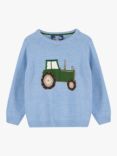 Trotters Kids' Wool Blend Tractor Jumper, Pale Blue Marl