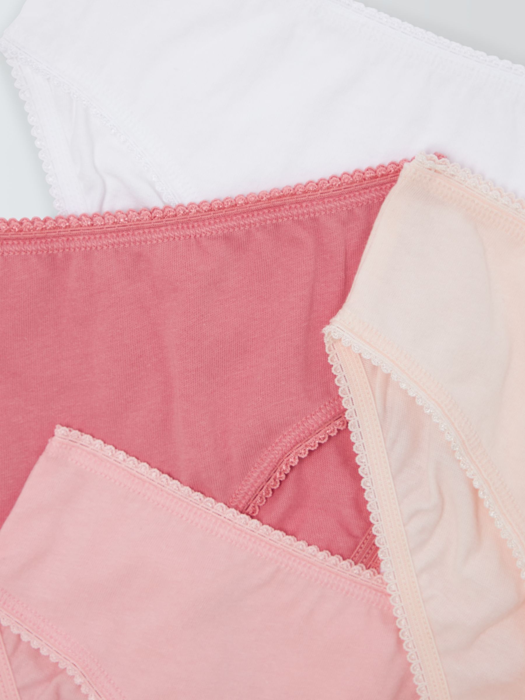 John Lewis Kids' Picot Trim Cotton Briefs, Pack of 7, Pinks, 2 years