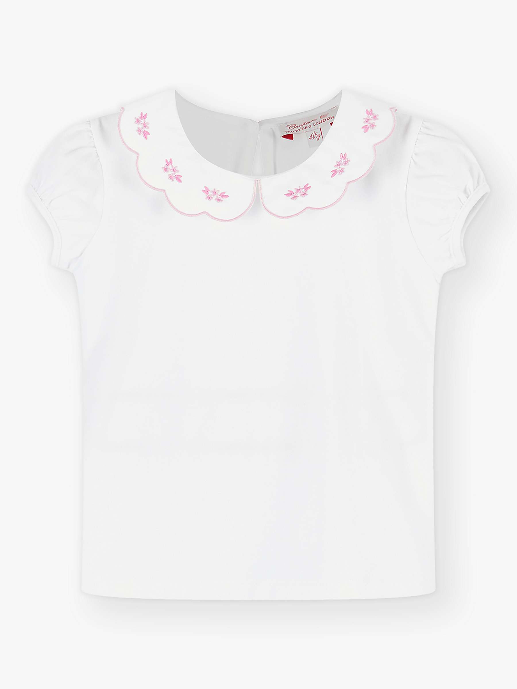 Trotters Kids' Ava Floral Embroidered Jersey Top, White/Pink at John ...
