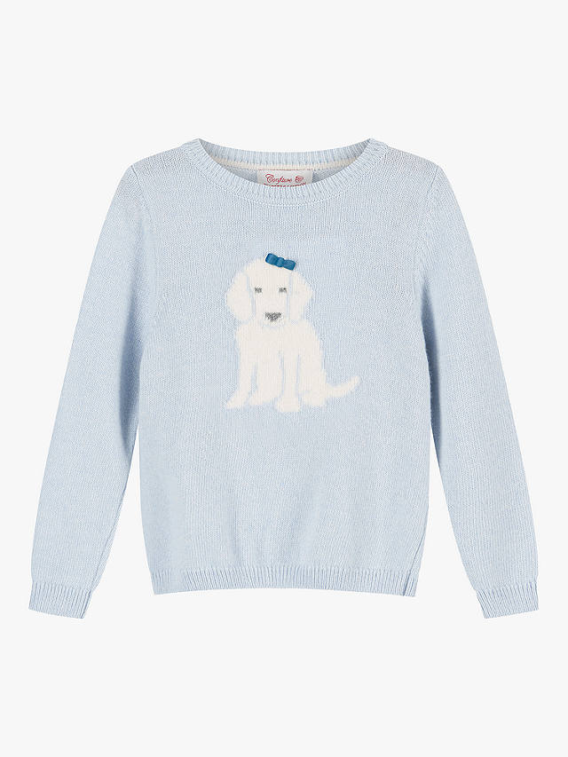 Trotters Wool and Cashmere Blend Mina Puppy Jumper, Pale Blue