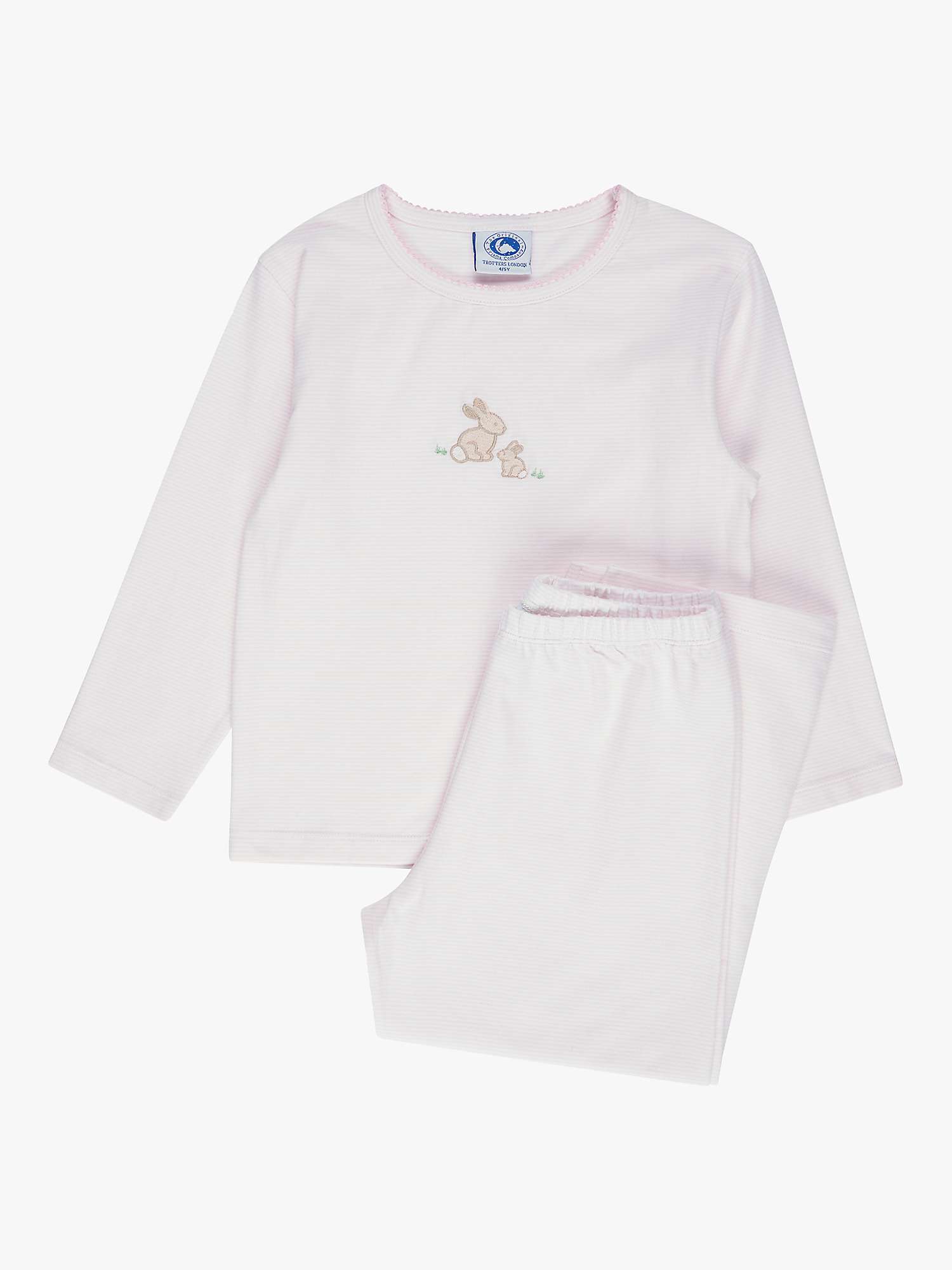 Buy Trotters Kids' Bunny Jersey Stripe Pyjama Set, Pink Online at johnlewis.com