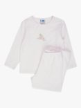 Trotters Kids' Bunny Jersey Stripe Pyjama Set, Pink