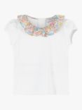 Trotters Kids' Annabelle Willow Collared Jersey Top, White/Multi Floral