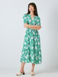 John Lewis Floral Sheered Dress, Green/Multi