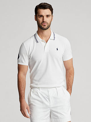 Polo Ralph Lauren X Wimbledon Slim Fit Mesh Polo Shirt, Pure White