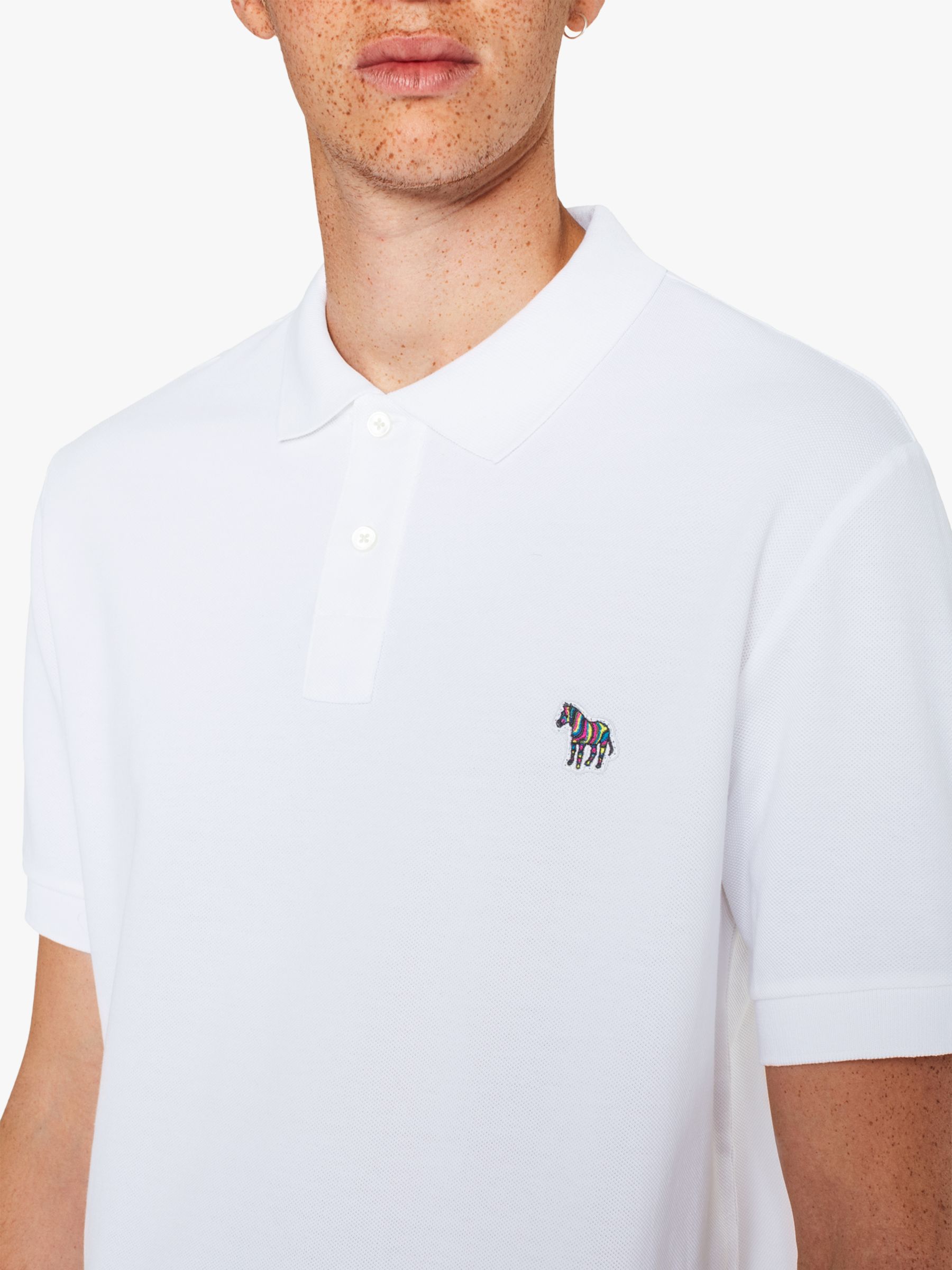 Paul Smith Zebra Applique Organic Cotton Polo Shirt, Whites, S