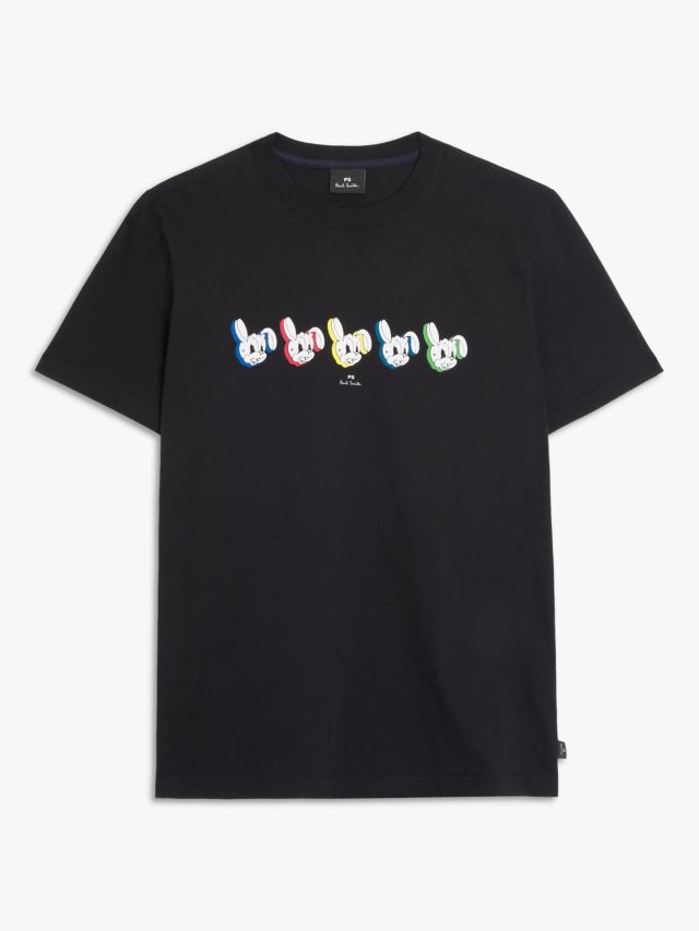 Paul Smith Multi Rabbits Organic Cotton T-Shirt, Black, L