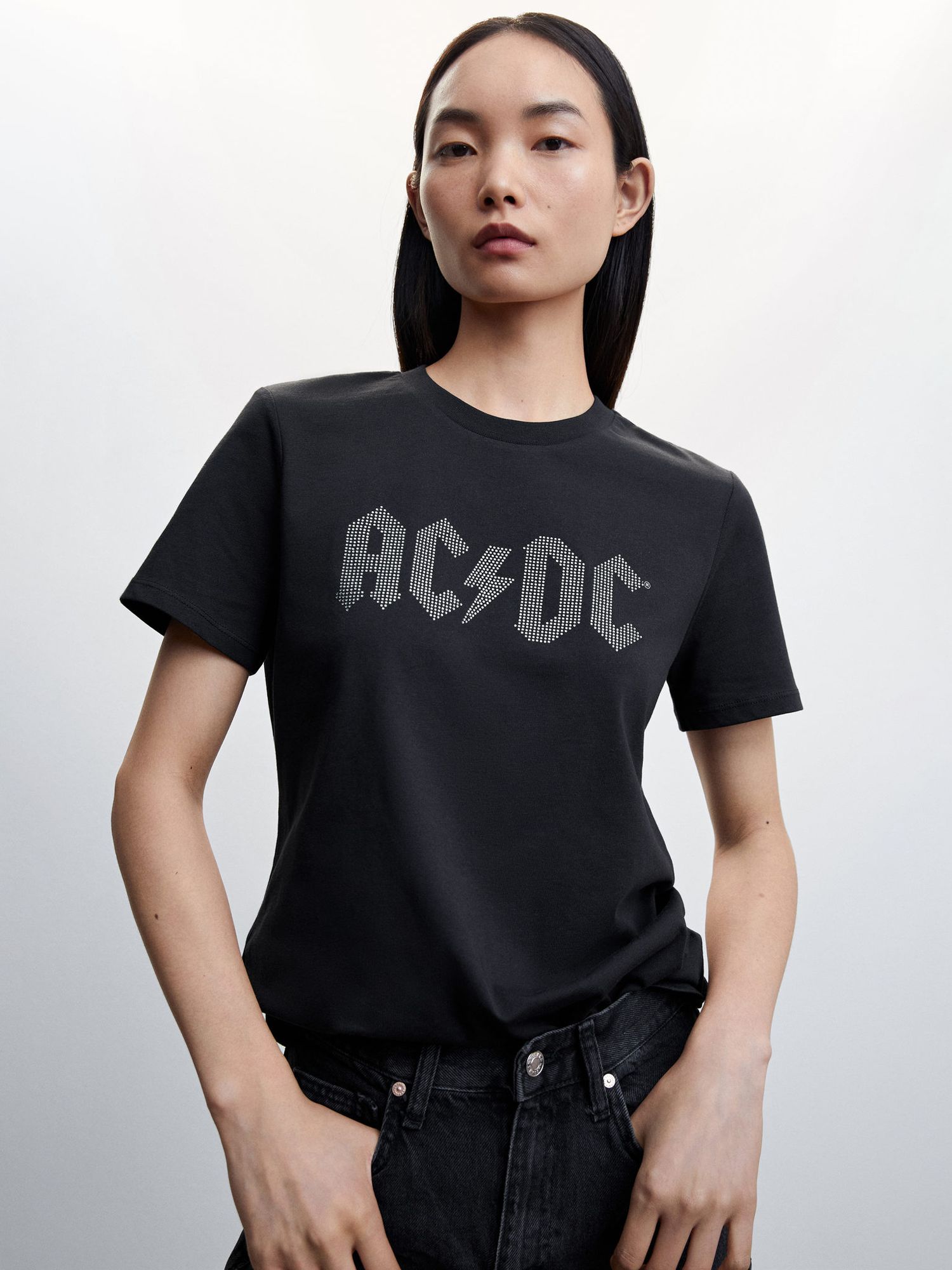 Mango AC/DC T-Shirt, Black, XXS