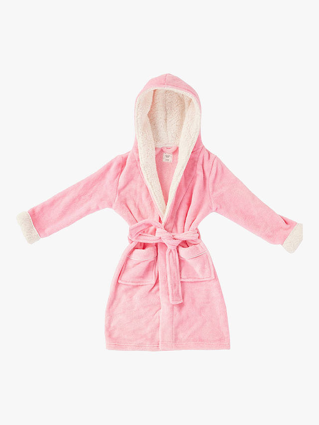 Chelsea Peers Kids' Plain Fluffy Hooded Dressing Gown, Pink