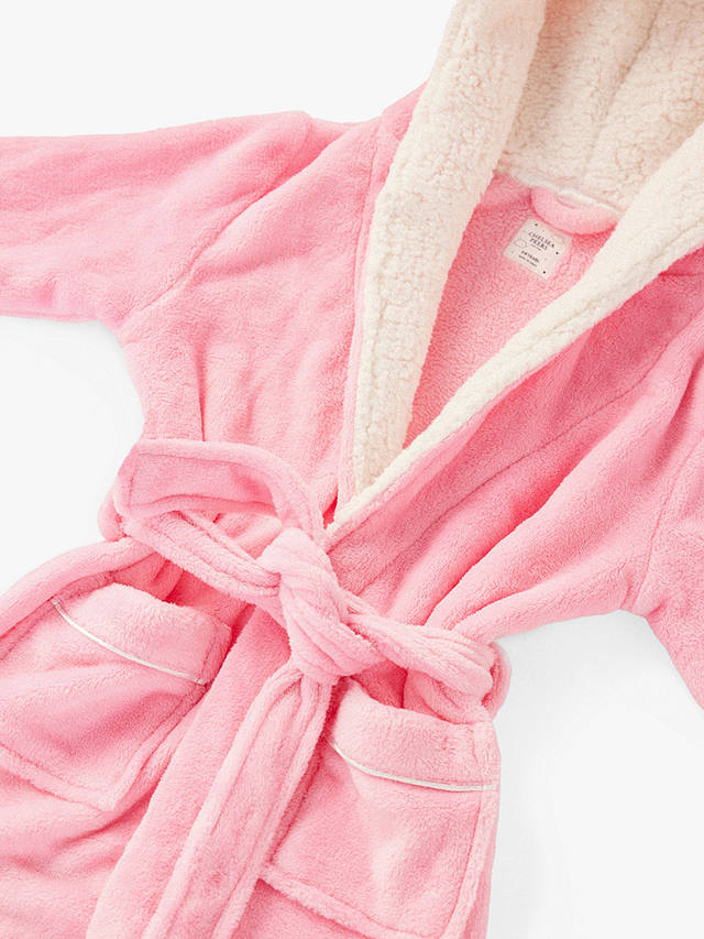 Chelsea Peers Kids' Plain Fluffy Hooded Dressing Gown, Pink