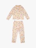 Chelsea Peers Kids' Space Print Crew Neck Pyjama Set, Off White, Off White