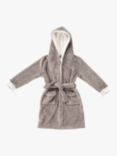 Chelsea Peers Kids' Plain Fluffy Hooded Dressing Gown, Grey