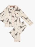 Chelsea Peers Kids' Giraffe Organic Cotton Button Up Long Sleeve Pyjama Set, Cream/Multi