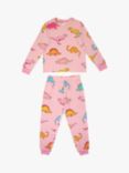 Chelsea Peers Kids' Dinosaur Pyjama Set, Pink, Pink