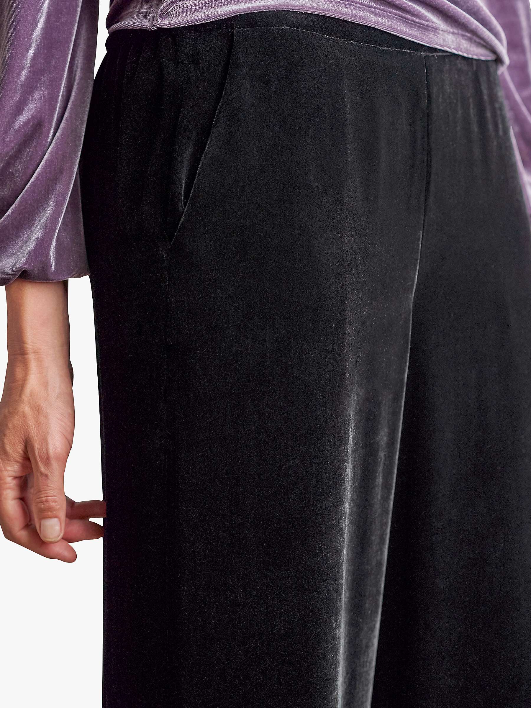 Buy Pure Collection Silk Blend Velvet Palazzo Trousers, Black Online at johnlewis.com