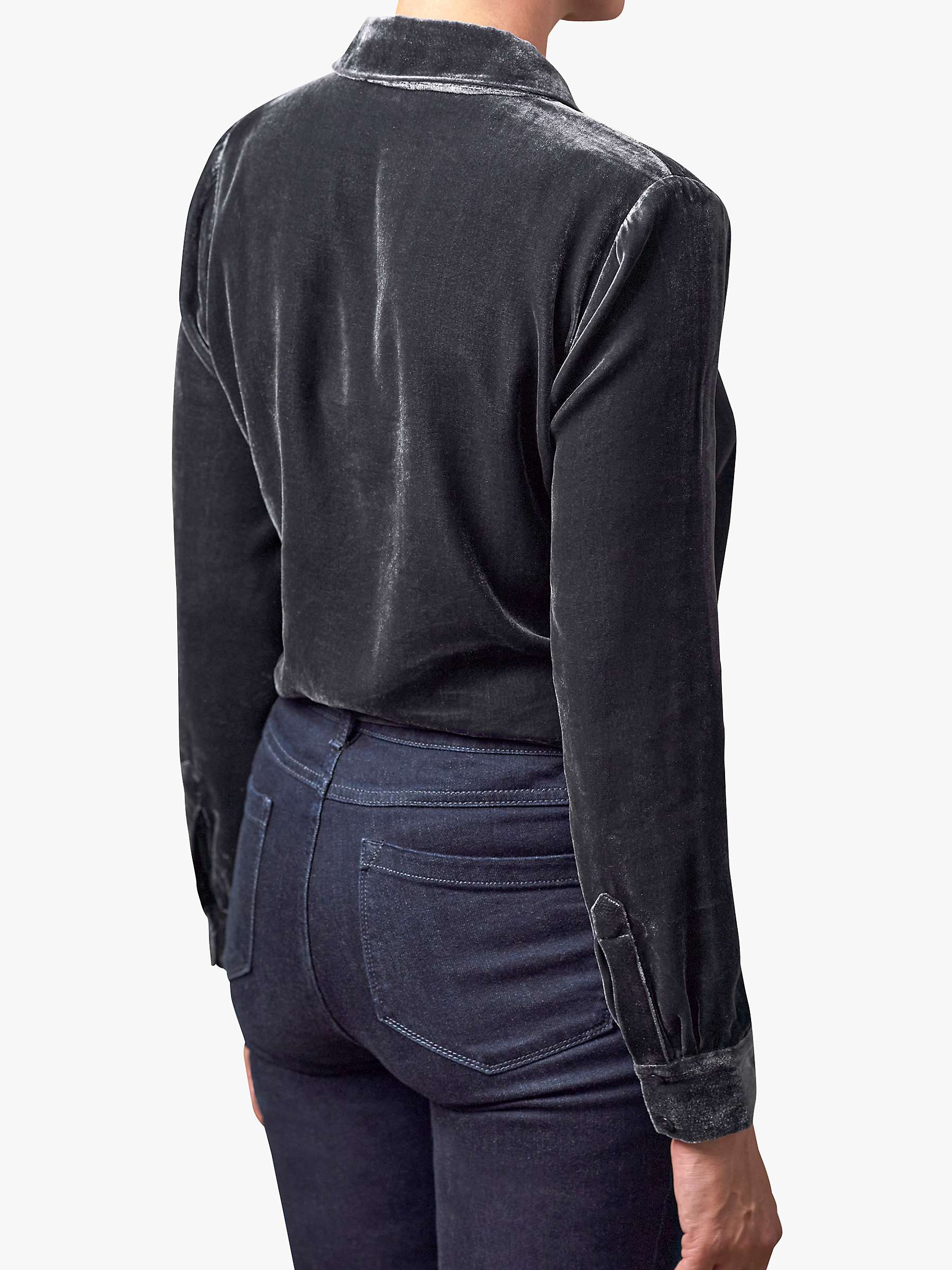 Buy Pure Collection Silk Velvet Shirt, Pewter Online at johnlewis.com