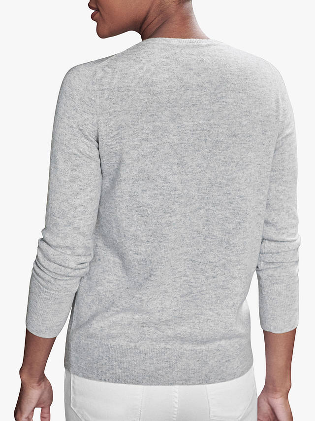 Pure Collection Crew Neck Cashmere Cardigan, Grey
