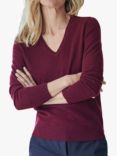 Pure Collection Cashmere V-Neck Jumper, Merlot