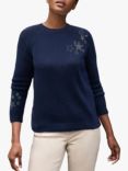 Pure Collection Cashmere Beaded Lofty Jumper, Blue
